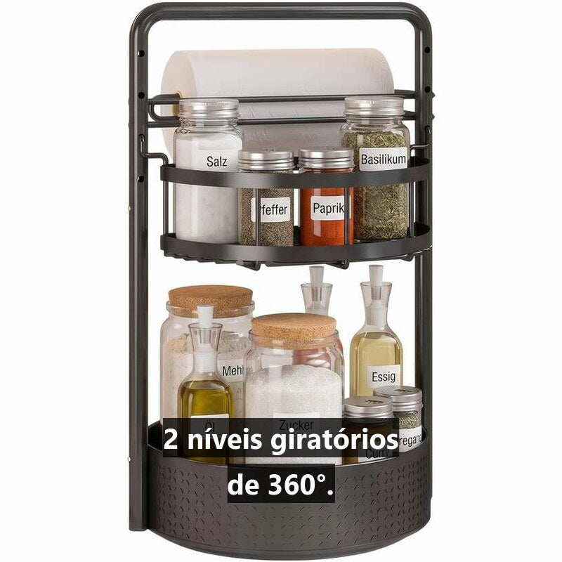 Carrossel de Temperos 360° — 2 Níveis, Base de Metal