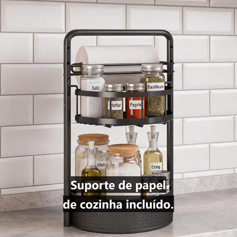 Carrossel de Temperos 360° — 2 Níveis, Base de Metal