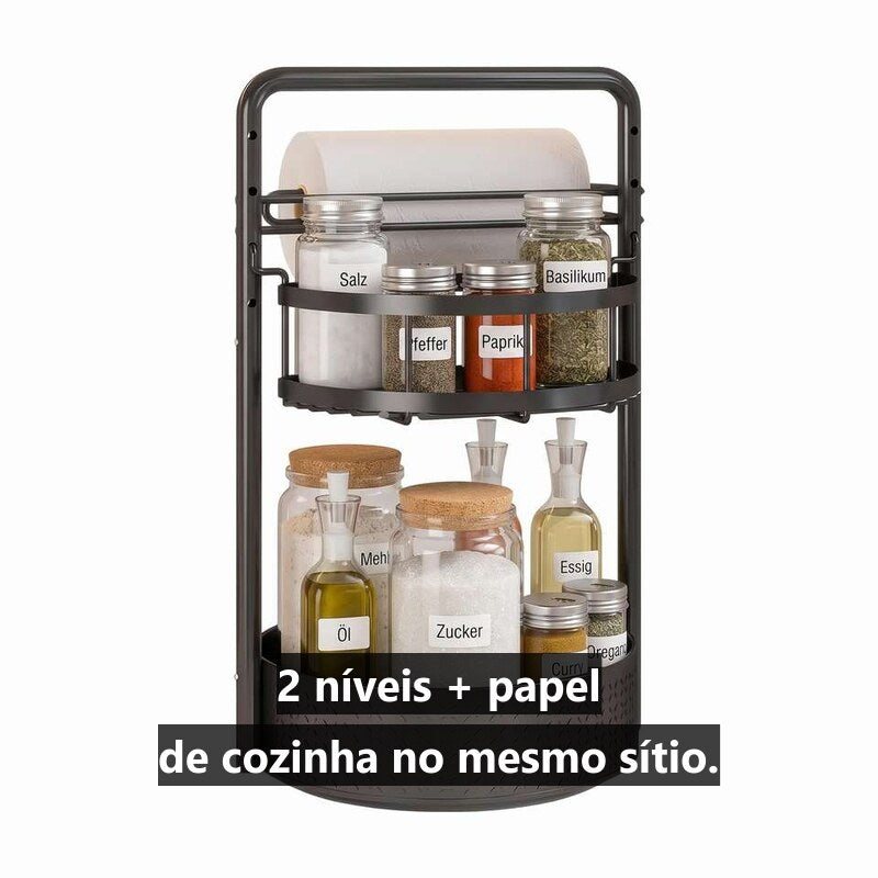 Carrossel de Temperos 360° — 2 Níveis, Base de Metal
