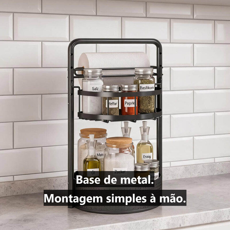 Carrossel de Temperos 360° — 2 Níveis, Base de Metal