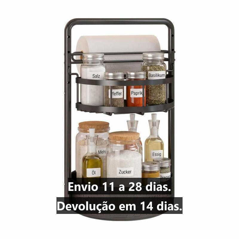 Carrossel de Temperos 360° — 2 Níveis, Base de Metal