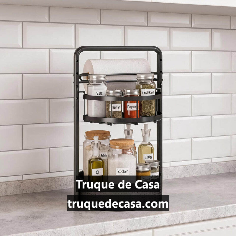 Carrossel de Temperos 360° — 2 Níveis, Base de Metal
