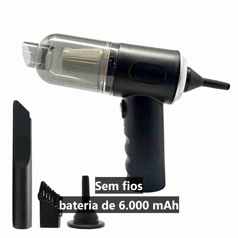 Mini Aspirador Portátil 3-em-1 — 16.000 Pa, Sem Fios (Casa e Carro)