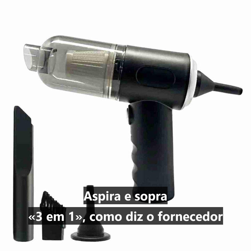 Mini Aspirador Portátil 3-em-1 — 16.000 Pa, Sem Fios (Casa e Carro)