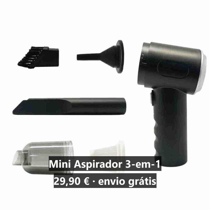 Mini Aspirador Portátil 3-em-1 — 16.000 Pa, Sem Fios (Casa e Carro)